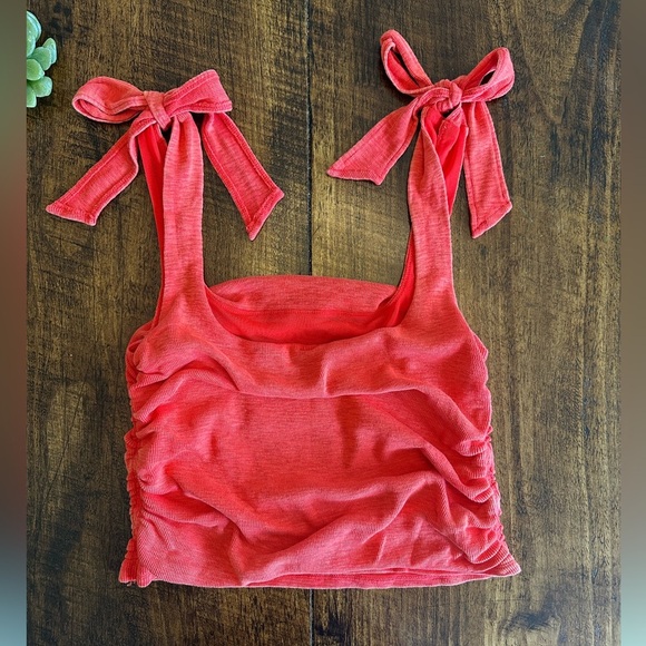 Free People | Boulevard Rouched Crop Tank in Guava Berry Red, NWT - Picture 5 of 11